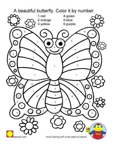A Beautiful Butterfly color it by Number Coloring Page