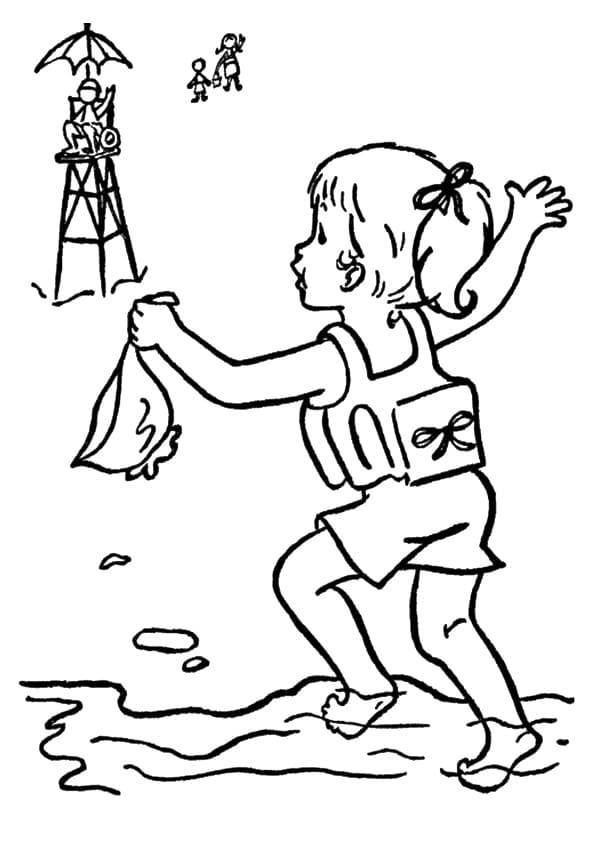 A Swimming Safety Rule Coloring Page