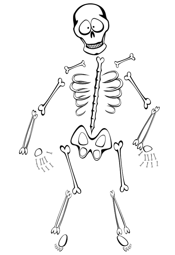 A funny skeleton coloring page