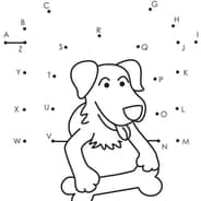 Alphabet Dot to Dot Dog House Coloring Page