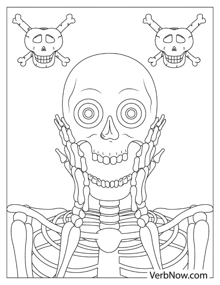 An illustration of a skeleton putting both of its hands on its face Coloring Page