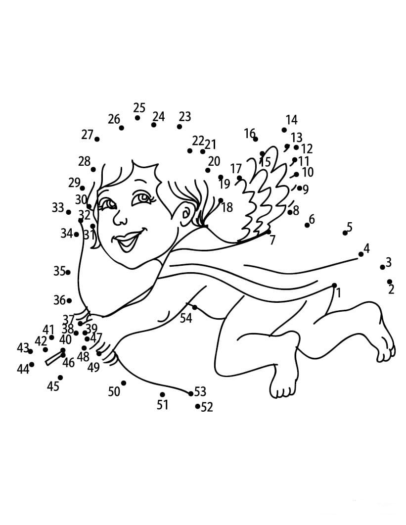 Angel Of Love Dot To Dots Coloring Page