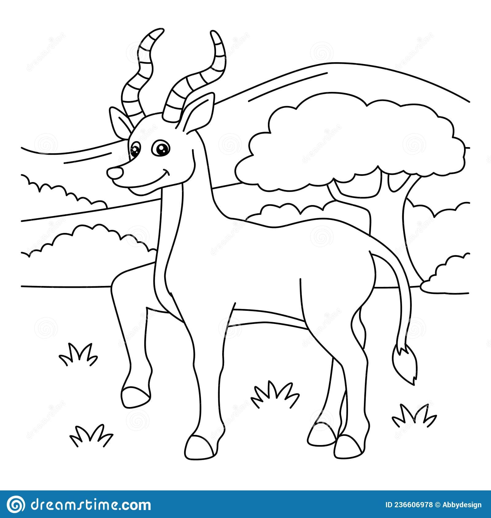 Antelope Coloring Page for Kids