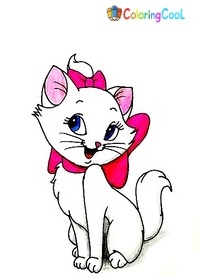 How To Draw Marie From The Aristocats –  8 Simple Steps For Nice Marie Drawing Coloring Page
