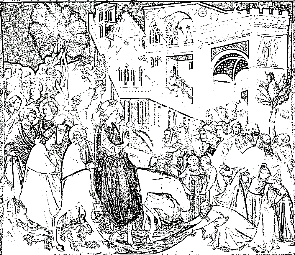 Assisi frescoes entry into jerusalem pietro lorenzetti Coloring Page
