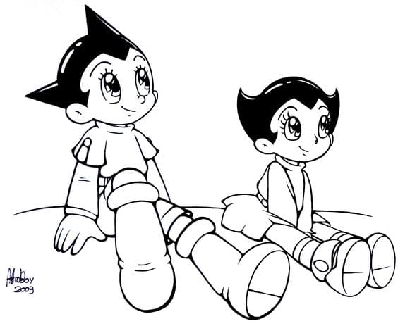 Astro and Uran go to picnic together Coloring Page