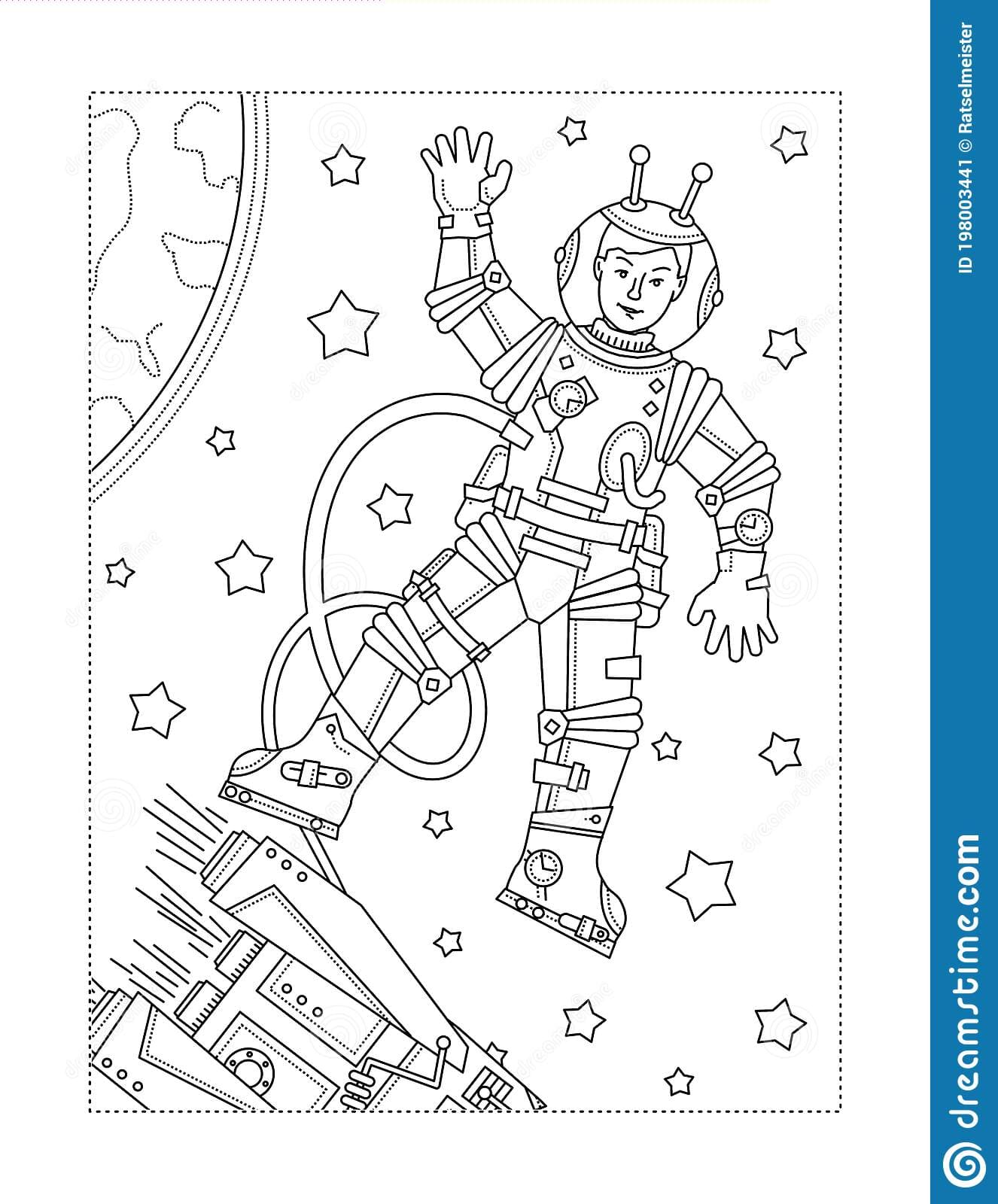 Astronaut Cosmonaut Coloring Coloring Page