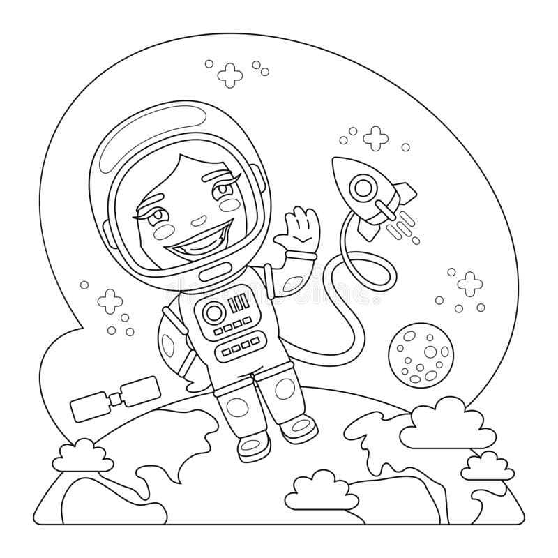Astronaut Free Picture Coloring Page