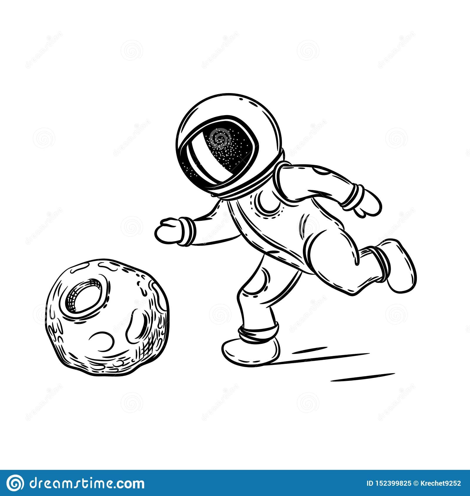 Astronaut plays football Coloring Page