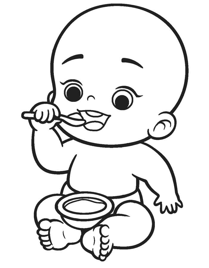 Baby Eating Coloring Page