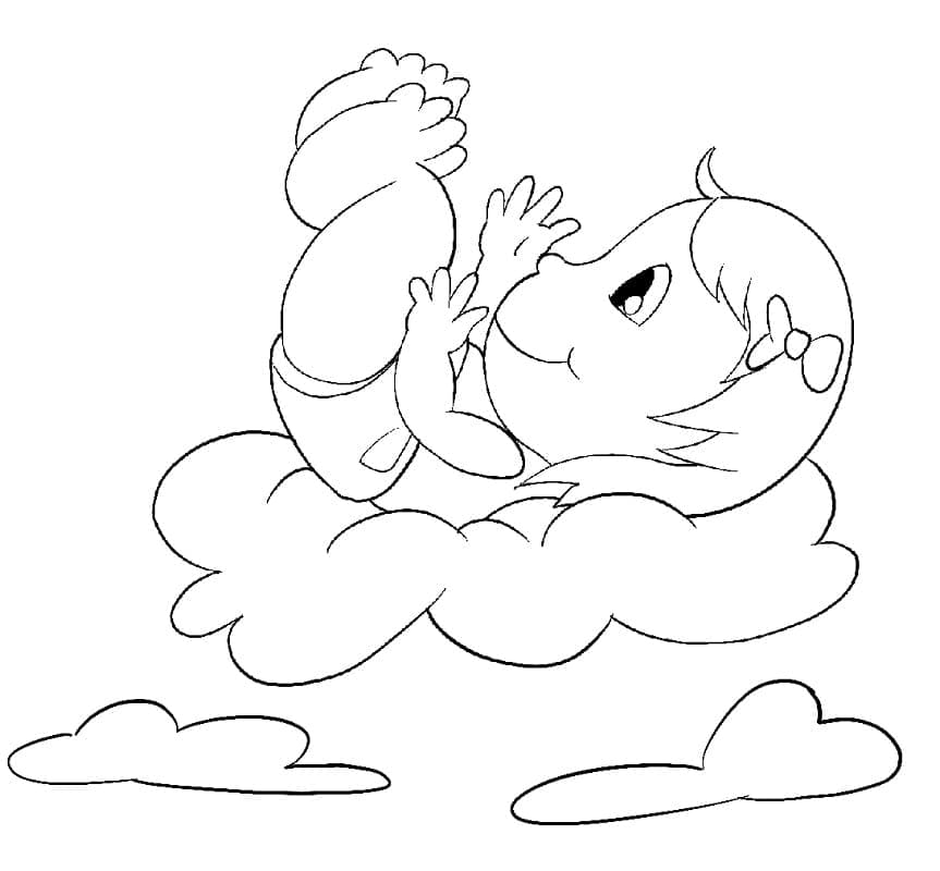 Baby on Cloud coloring Coloring Page