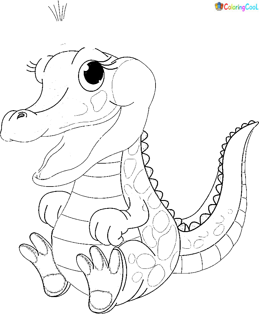 Baby girl crocodile vector image Coloring Page