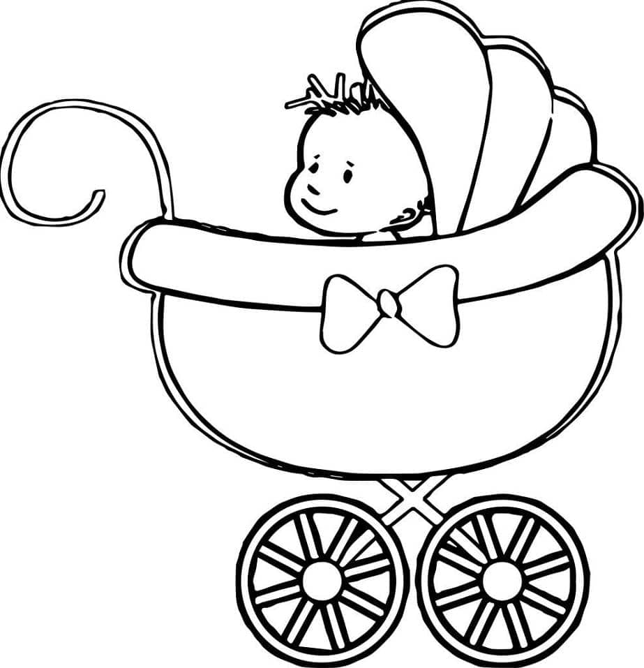 Baby in Stroller Coloring Page