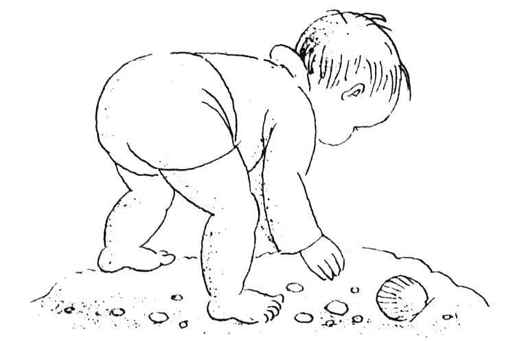 Baby with Seashell Coloring Page