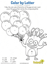 Balloons Color By Letter Coloring Page