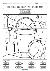 Beach Color by Number Coloring Pages - Coloring Cool