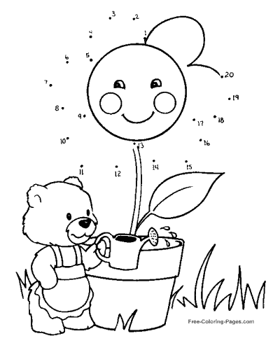 Bear Drawing connect the dots Coloring Page