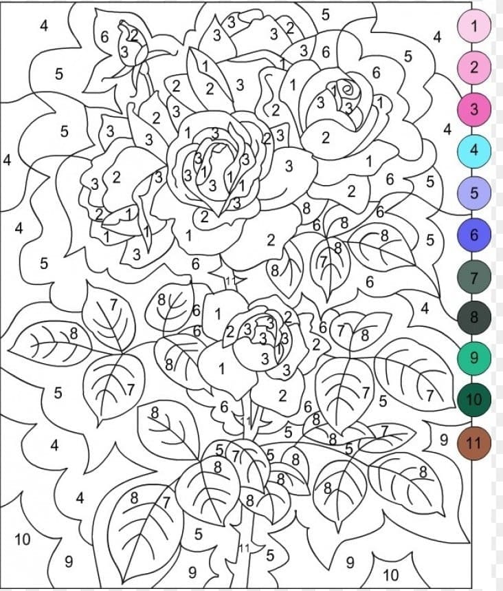 Beautiful flowers by numbers Coloring Page