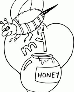 Bee On a Flower and Honey To Print