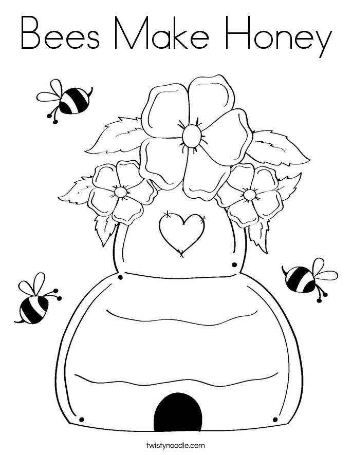 Bees Make Honey For Kids Coloring Page