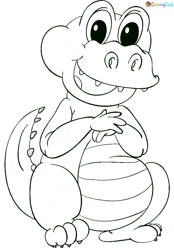 Black And White Crocodiles Happy Coloring Page