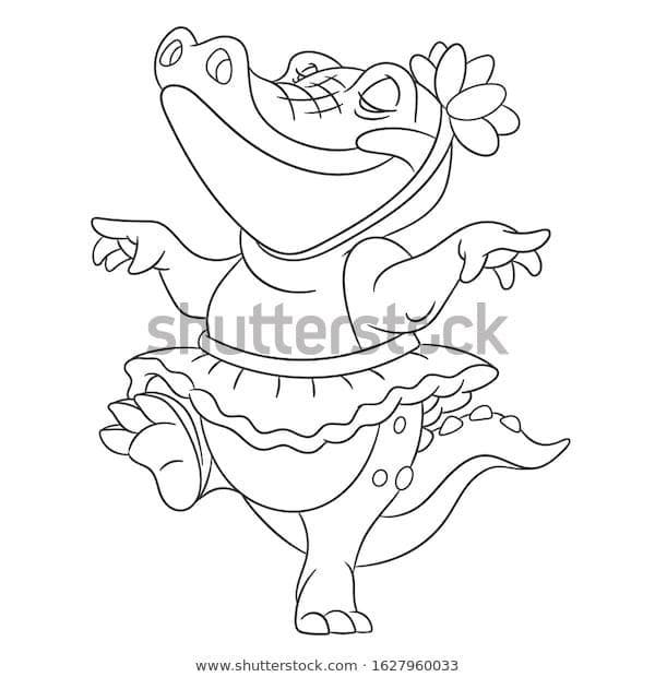 Black And White Frame With Funny Crocodiles Matercheft Free Coloring Page