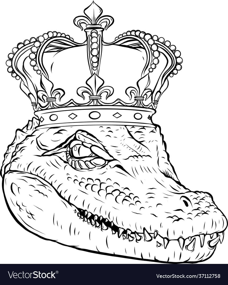 Black And White Frame With Funny Crocodiles To Print Coloring Page