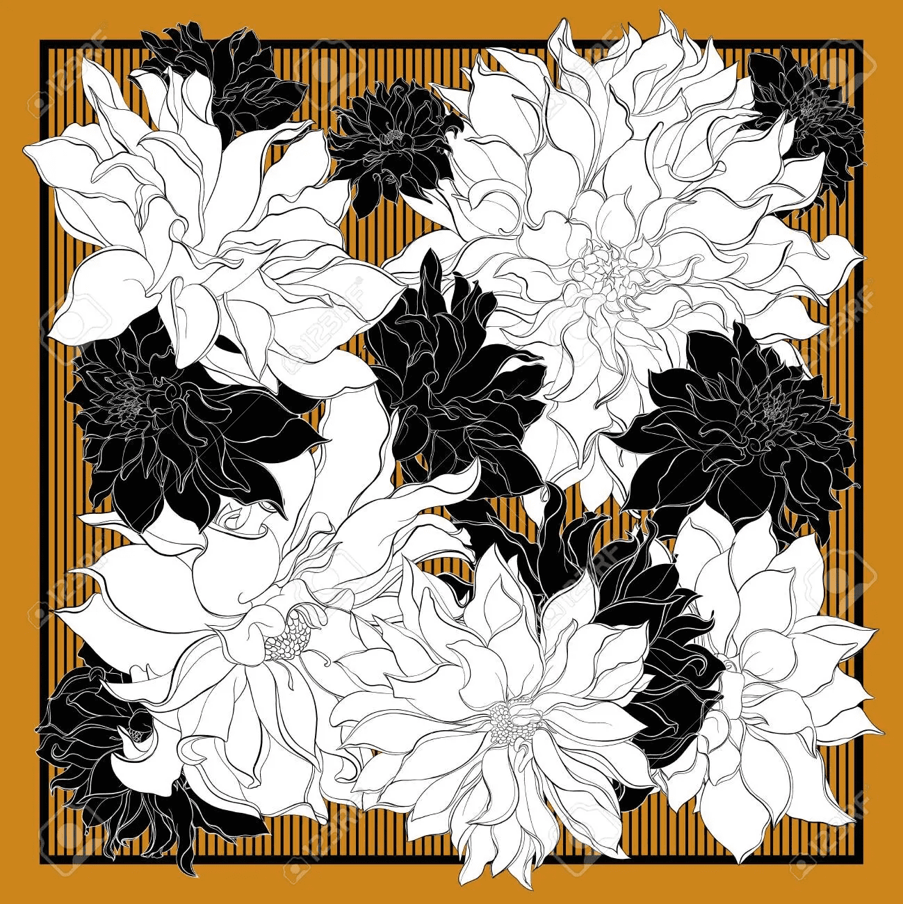 Black and White Dahlia Coloring Page