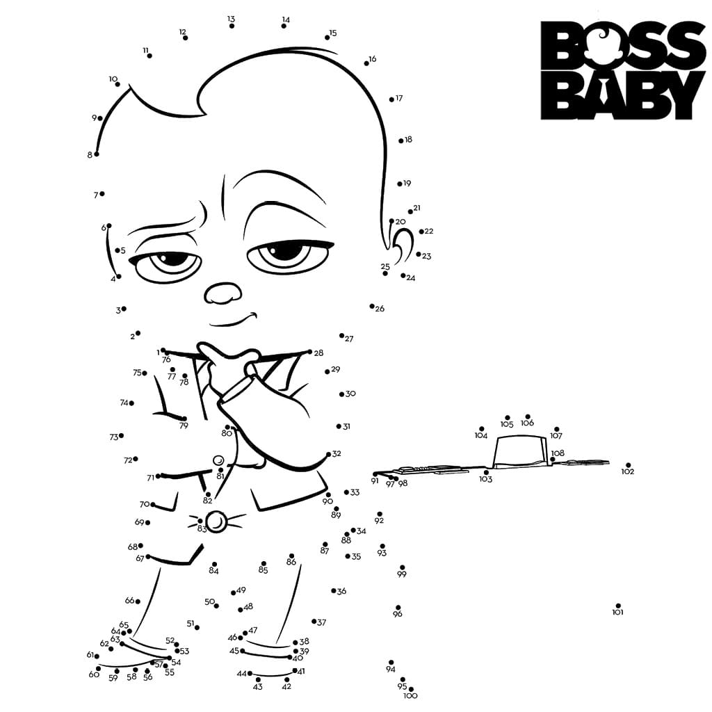 Boss Baby Dot To Dots Coloring Page
