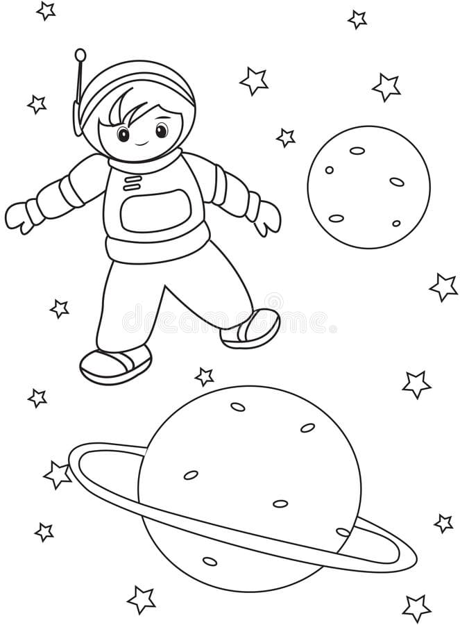 Boy Astronaut Coloring Kids Coloring Page