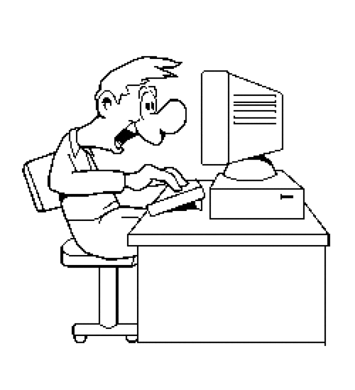 Boy Learn Computer Coloring Page