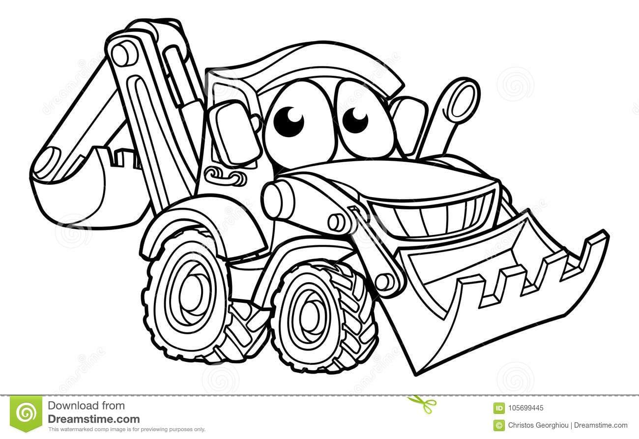 Bulldozer Digger Cartoon Character