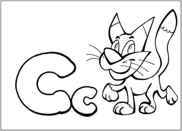 C is for Cat Coloring Page