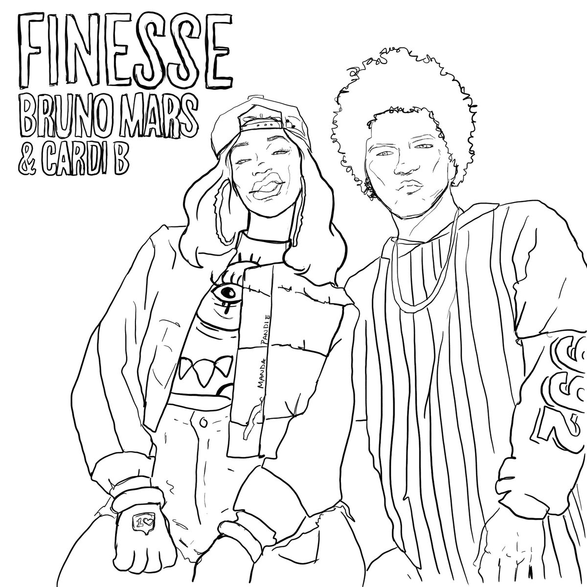 Cardi B And Bruno Mars To Print Coloring Page