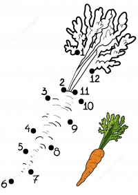 Carrot connect the dots for kids Coloring Page