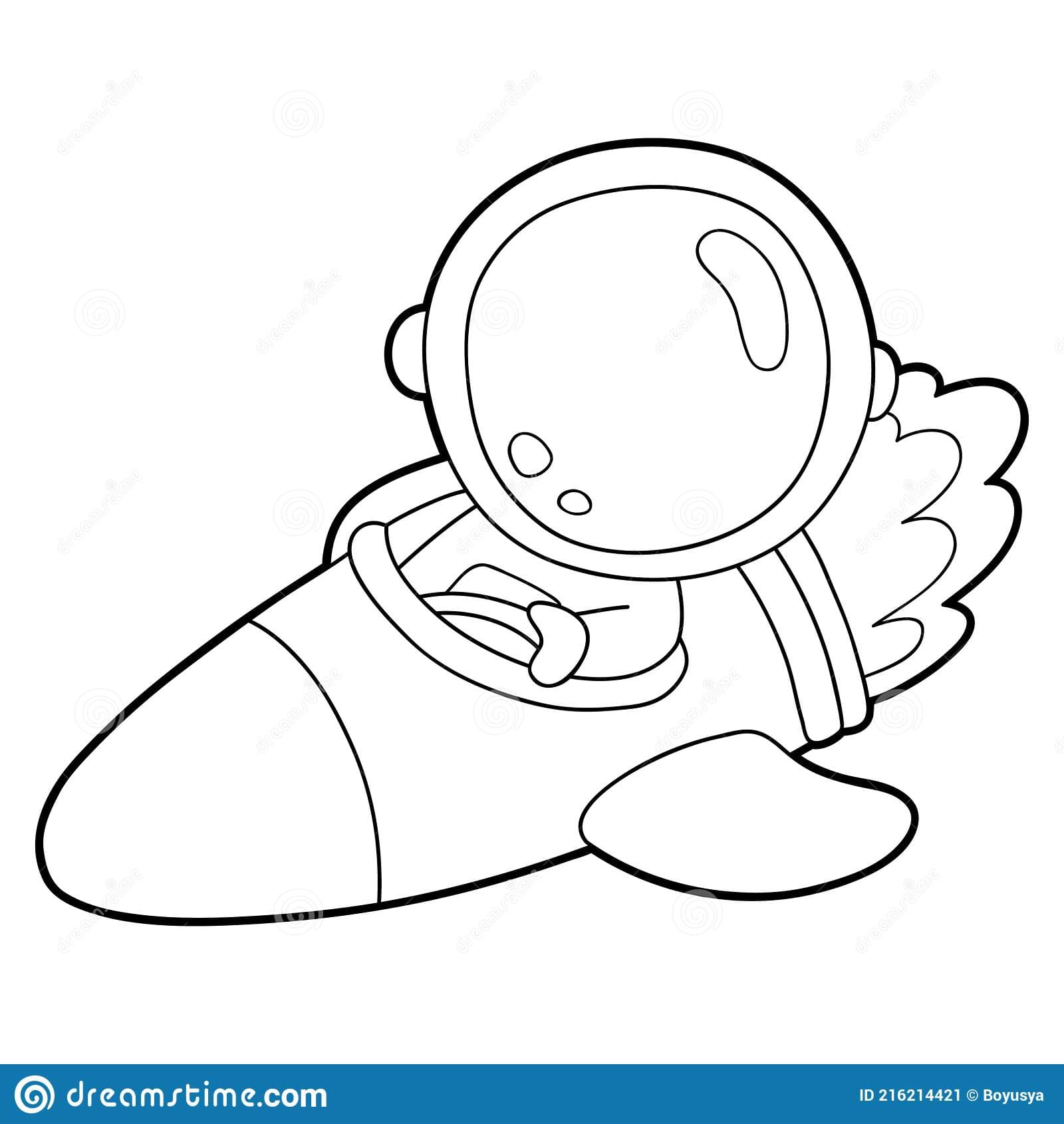 Cartoon Astronaut baby in rocket