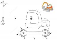 Cartoon excavator dot-to-dots for kids Coloring Page