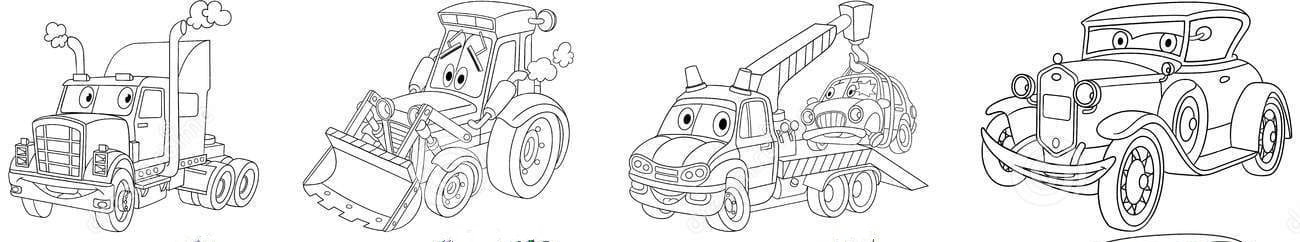Cartoon heavy cars set To Print