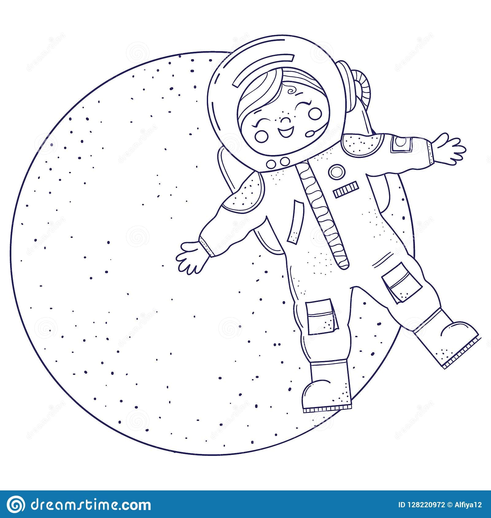 Cartoon vector illustration of an astronaut Coloring Page