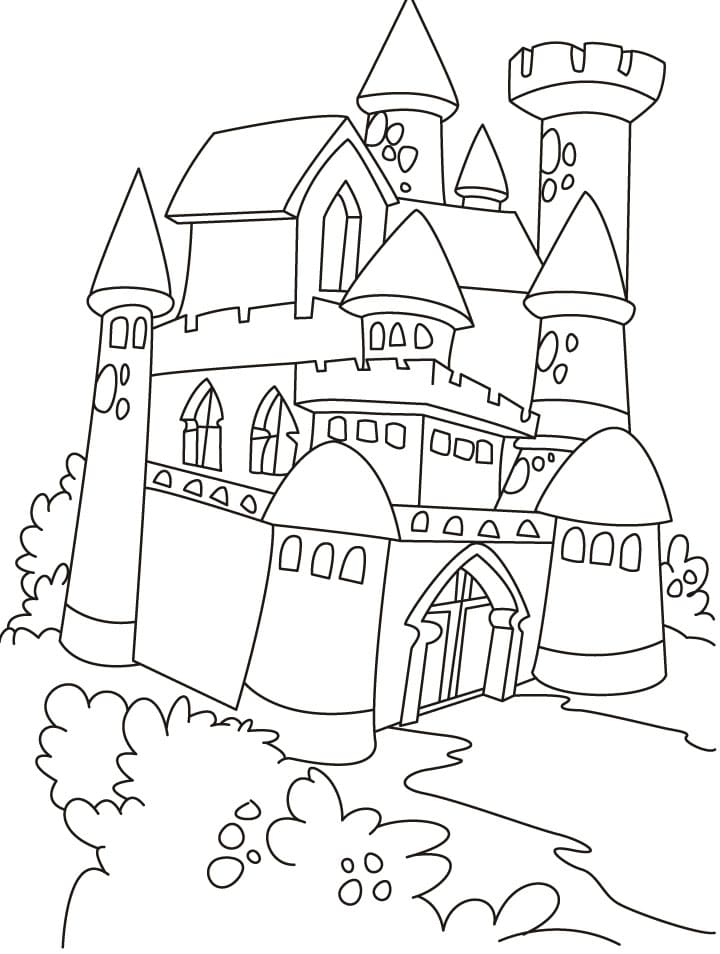 Castle and Princess Coloring Pages Coloring Page