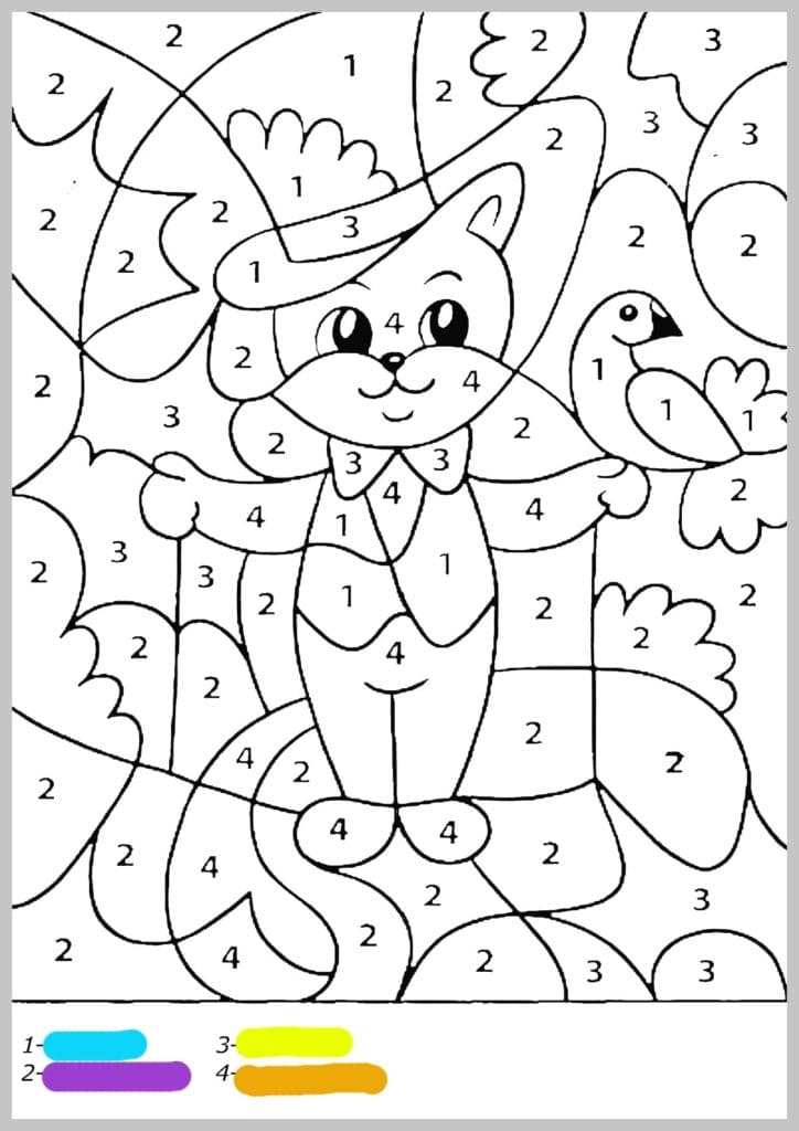 Cat and parrot Coloring Page