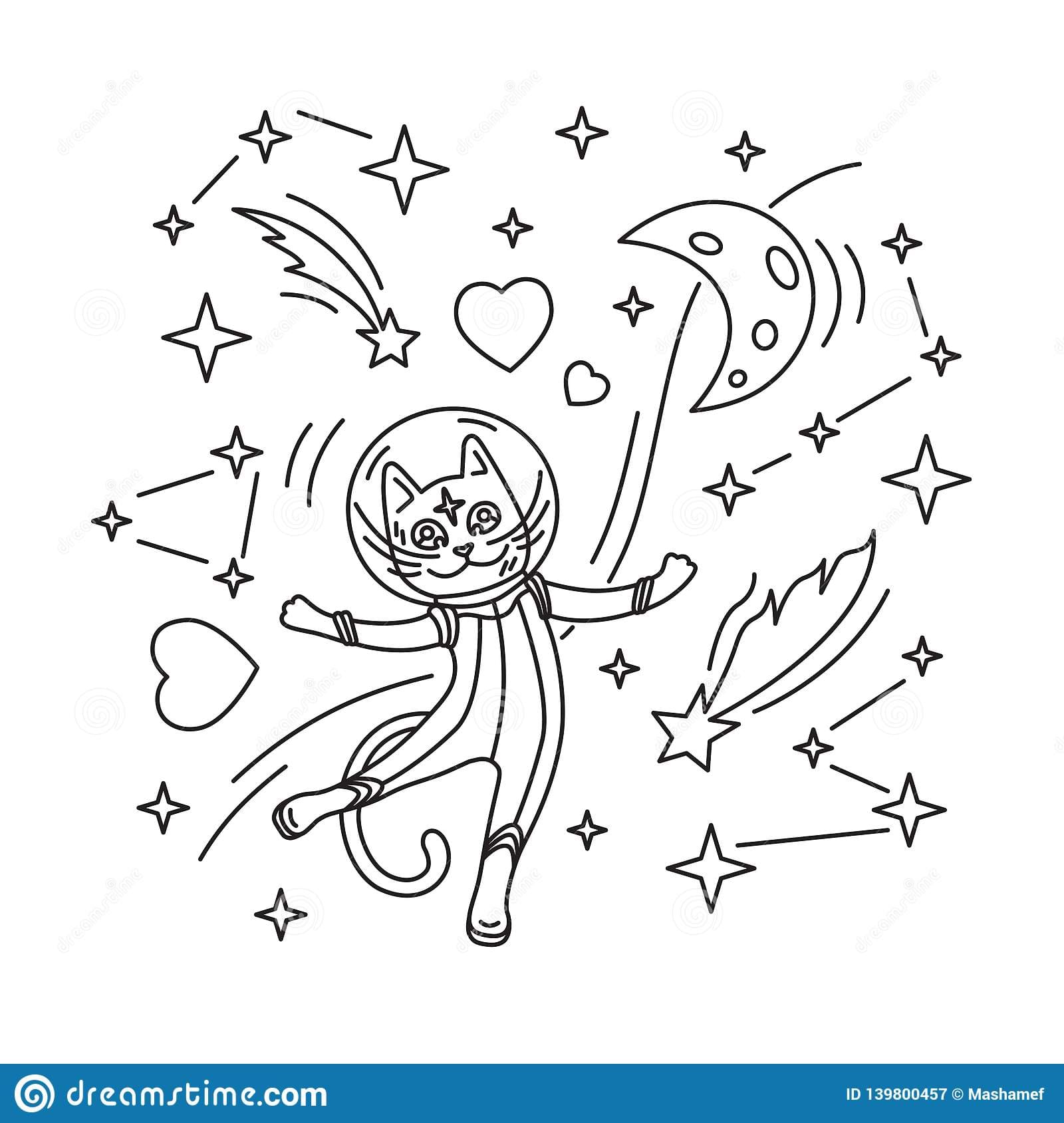 Cat Astronaut in space To Print