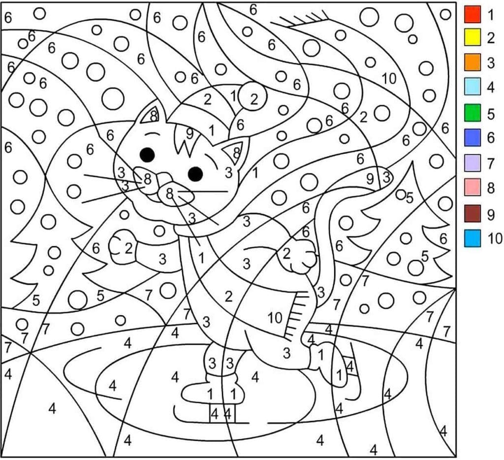 Cat on ice Coloring Page