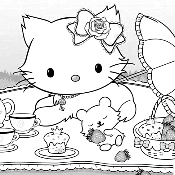 Charmmy Kitty Picnic to Print Coloring Page