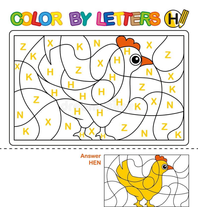 Chicken Free Color by Letter Image