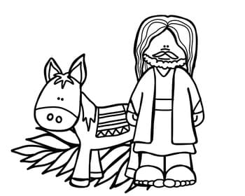 Child on Palm Sunday Coloring Free Coloring Page