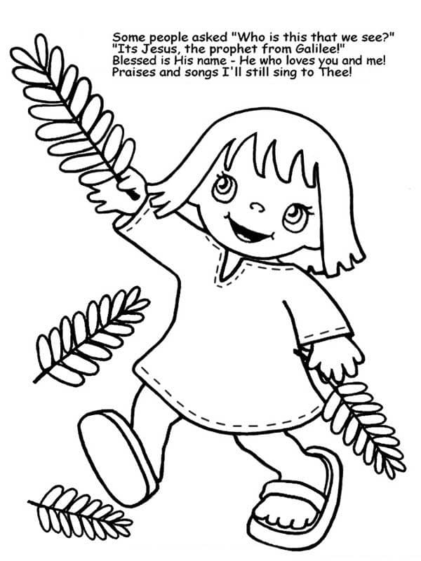 Child on Palm Sunday Coloring Page
