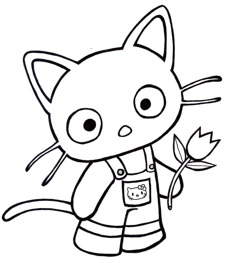 Chococat bicycle Picture Coloring Page