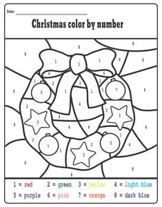 Christmas Color by Number Printable Coloring Page