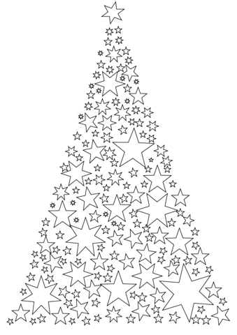 Christmas Tree Made of Stars Free Coloring Page